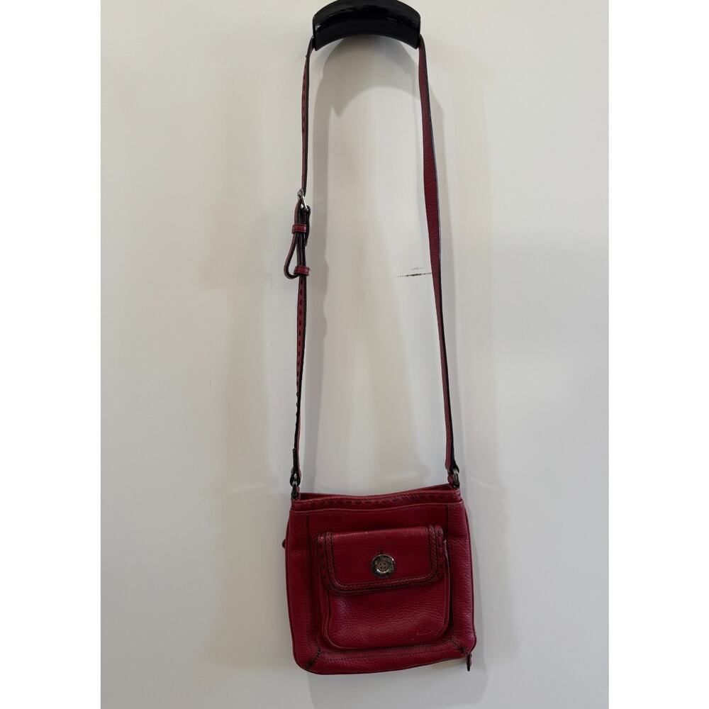 BRIGHTON Soho Organizer Crossbody Purse Red Pebble Leather Bag Shoulder Boho